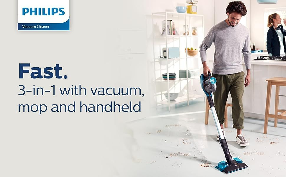 Philips SpeedPro Aqua Cordless Stick Vacuum Cleaner with Rubber Wheel